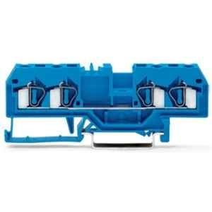 Wago 4 Sqmm DIN-rail Center Marking Blue Cage Clamp 4-Conductor Through Terminal Block, 281-654