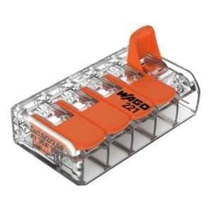 Wago 6 Sqmm Transparent Splicing Connector with Levers Housing for All 5-Conductor, 221-615