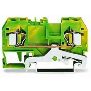 Wago 4 Sqmm Green & Yellow 2-Conductor Centre Marking Ground Terminal Block for Cage Clamp, 281-907