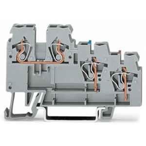 Wago 2.5 Sqmm DIN-35 rail Grey Cage Clamp 3-Conductor Sensor Terminal Block with Coloured Conductor Entries, 270-560