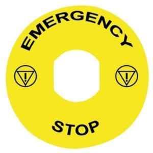 Schneider Electric 60mm Plastic Yellow Ring Legend Plate with Marked Emergency Stop, ZBY9330N