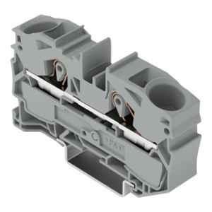 Wago 16 Sqmm Gray 2-Conductor Through Terminal Block for Push-In Cage Clamp, 2016-1201
