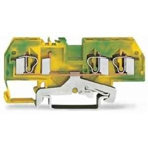 Wago 4 Sqmm Green & Yellow 3-Conductor Ground Centre Marking Terminal Block for Cage Clamp, 281-687