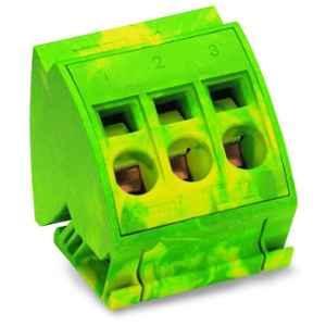 Wago 38x42.5mm Green & Yellow Ground Busbar Terminal Block for 10x3mm Cage Clamp, 812-110