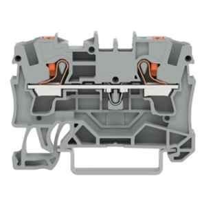 Wago 4 Sqmm Gray 2-Conductor Through Terminal Block with Push-Button & Centre Marking for Push-in Cage Clamp, 2204-1201