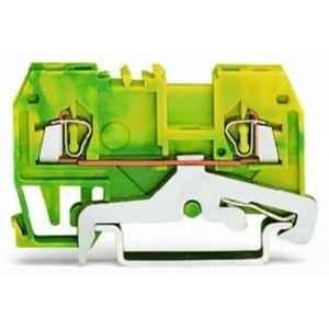 Wago 1.5 Sqmm Green & Yellow 2-Conductor Cage Clamp Ground Terminal Block Centre Marking, 279-907