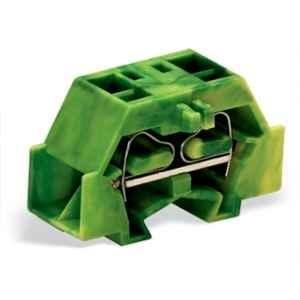 Wago 2.5 Sqmm 1P Green & Yellow Cage Clamp 4-Conductor Terminal Block with Fixing Flange, 261-337