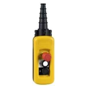 Schneider Electric 1NO Plastic Yellow 2 Push Button Pendant Control Station with 1NC Emergency Stop, XACA2713