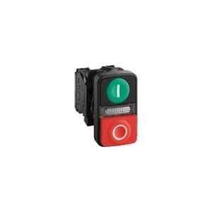 Schneider Electric Harmony XB5 22mm Red & Green Spring Return Type Illuminated Double Headed Rectangle Push Button with Yellow LED, XB5AW84M5N