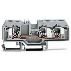 Wago 10 Sqmm DIN-rail Center Marking Grey Cage Clamp 3-Conductor Through Terminal Block, 284-681