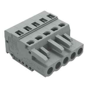Wago 2.5 Sqmm 5mm 5 Pole Gray 1-Conductor Cage Clamp Female Connector with Integrated End Plate, 231-105/102-000