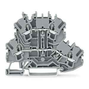 Wago 2.5 Sqmm Gray Double-Deck L/L Through Terminal Block without Marker Carrier for Push-in Cage Clamp, 2002-2201