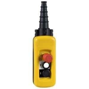 Schneider Electric 1NO Plastic Yellow 2 Push Button Pendant Control Station with 1NC Emergency Stop, XACA2713
