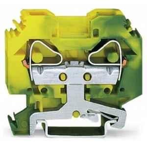 Wago 16 Sqmm Green & Yellow 2-Conductor Lateral Marker Slots Ground Terminal Block for Cage Clamp, 283-107