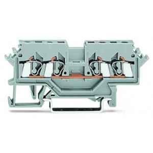 Wago 2.5 Sqmm Gray 4-Conductor Through Terminal Block Lateral Marker Slots for Cage Clamp, 280-621