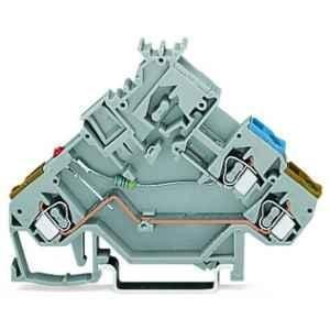 Wago 2.5 Sqmm Gray 2-Conductor Actuator Terminal Block with Red LED Cage Clamp Conductor, 280-562/281-420
