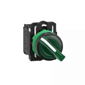 Schneider Electric XB5 22mm 1 NO + 1 NC Green Illuminated Selector Switch, XB5AK123B5