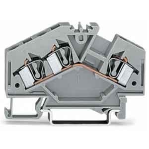 Wago 4 Sqmm DIN-rail Center Marking Grey Cage Clamp 3-Conductor Through Terminal Block, 281-631