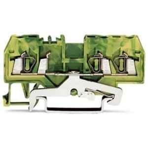 Wago 2.5 Sqmm Green & Yellow 3-Conductor Ground Centre Marking Terminal Block for Cage Clamp, 280-687