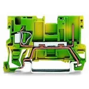 Wago 4 Sqmm Green & Yellow 1-Conductor Ground Carrier Terminal Block for Cage Clamp, 769-237