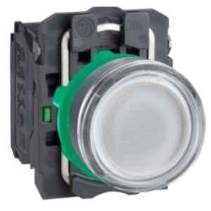 Schneider Electric Harmony XB5 230-240VAC 1NO+1NC Plastic White Flush Illuminated Push Button, XB5AW31M5