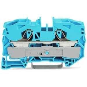 Wago 16 Sqmm Blue 2-Conductor Side & Centre Marking Through Terminal Block for Push-in Cage Clamp, 2016-1204
