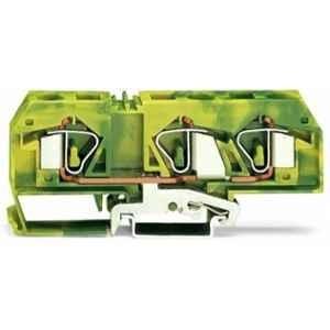 Wago 16 Sqmm Green & Yellow 3-Conductor Ground Centre Marking Terminal Block for Cage Clamp, 283-677