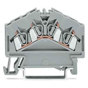 Wago 2.5 Sqmm DIN-rail Center Marking Grey Cage Clamp 4-Conductor Through Terminal Block, 280-646