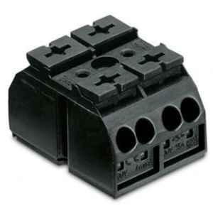 Wago 4 Sqmm Black 2 Pole 2 Pin 4-Conductor Chassis-Mount Terminal Strip without Ground Contact for 3mm Screw & Nut, 862-0552