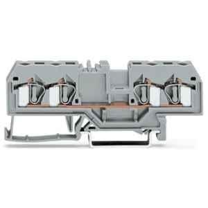Wago 4 Sqmm DIN-rail Center Marking Grey Cage Clamp 4-Conductor Through Terminal Block, 281-652