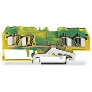 Wago 4 Sqmm 4 Conductor Green & Yellow Ground Terminal Block, 281-657