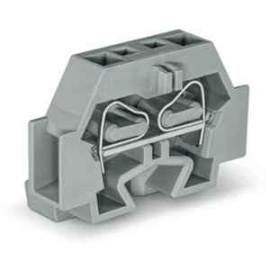 Wago 4 Sqmm 1P Grey Cage Clamp 2-Conductor Terminal Block with Fixing Flange, 262-301