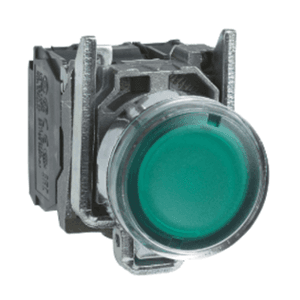 Schneider Electric Harmony XB5 22mm Green 1NO + 1NC Flush Type Spring Return Illuminated Push Button, XB4BW33B5