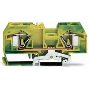 Wago 16 Sqmm DIN-rail Center Marking Green & Yellow Cage Clamp 2-Conductor Ground Terminal Block, 283-907