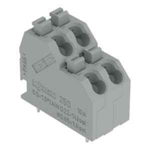 Wago 1.5 Sqmm 5mm Agate Gray 6 Pole Double-Deck PCB Terminal Block with Push-Button & Push-In Cage Clamp, 250-703