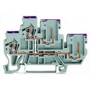 Wago 2.5 Sqmm Gray 2-Conductor Double-Deck Carrier Through Terminal L Block with Violet Marking for Cage Clamp, 870-108