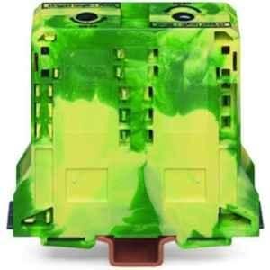 Wago 95 Sqmm 2.3mm Copper Green & Yellow 2-Conductor Lateral Marker Slots Power Cage Clamp Ground Terminal Block, 285-197