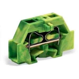Wago 2.5 Sqmm 1P Green & Yellow Cage Clamp 2-Conductor Terminal Block with Fixing Flange, 261-307
