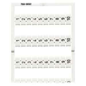 Wago 5-5.2mm White Stretchable Vertical Snap-On Type WMB 1-10 Marking Card, 793-5602