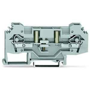 Wago 6 Sqmm Gray 2-Conductor Test Terminal Block with Test Option for 4mm Test Plugs & Cage Clamp, 282-131