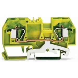 Wago 6 Sqmm 2 Conductor Green & Yellow Ground Terminal Block, 282-907