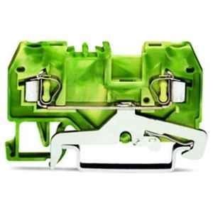 Wago 2.5 Sqmm 2 Conductor Green & Yellow Ground Terminal Block, 280-907