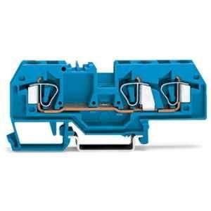 Wago 6 Sqmm DIN-rail Center Marking Blue Cage Clamp 3-Conductor Through Terminal Block, 282-684