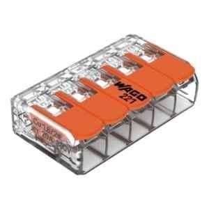 Wago 4 Sqmm Transparent Splicing Connector with Levers Housing for All 5-Conductor, 221-415