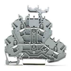 Wago 2.5 Sqmm Gray Double-Deck L/L Through Terminal Block with Marker Carrier for Push-in Cage Clamp, 2002-2231
